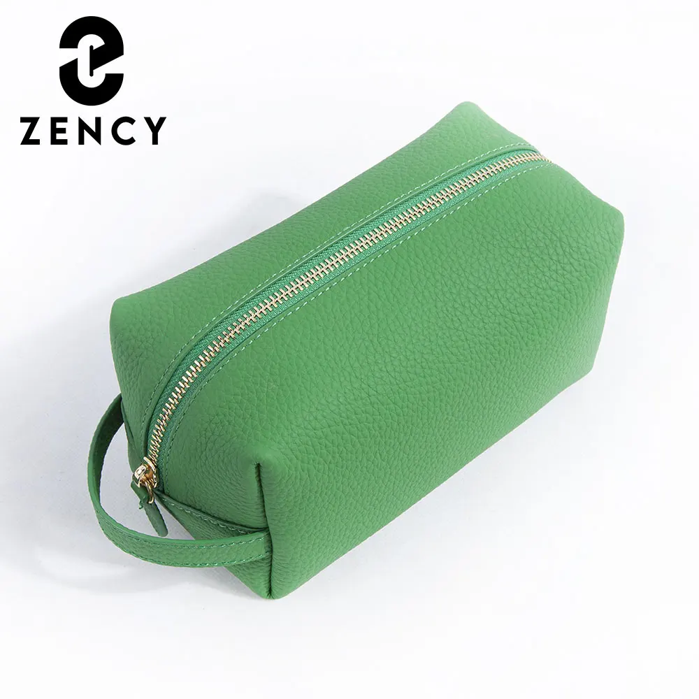 Zency Genuine Leather Makeup Bag Fashion Simple Cosmetic Bag Women Toiletry Organizer Case Lady Travel Portable Storage Pouch