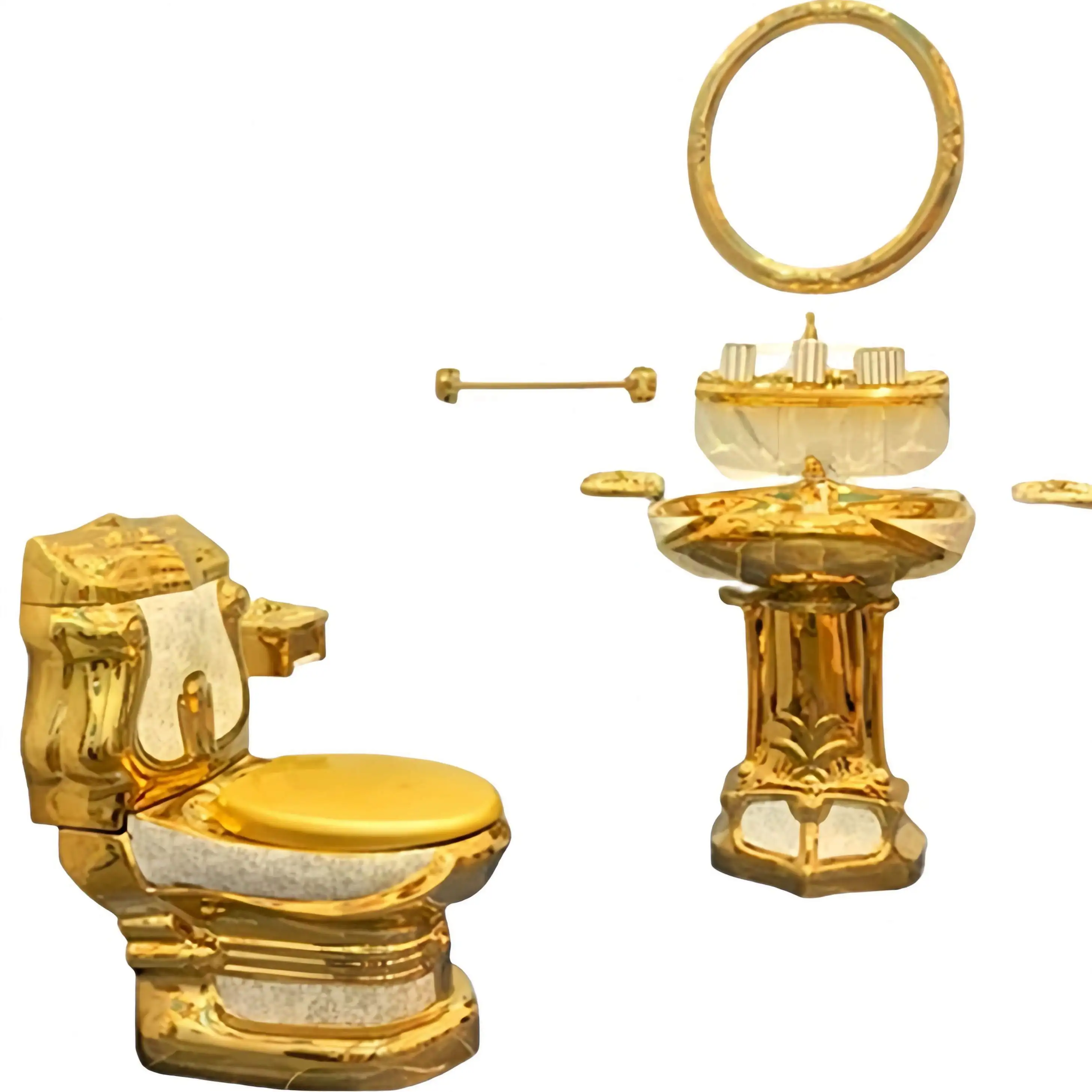 

European toilet gold-plated local tyrant gold retro toilet yellow gold relief colored toilet bathroom silent large diameter
