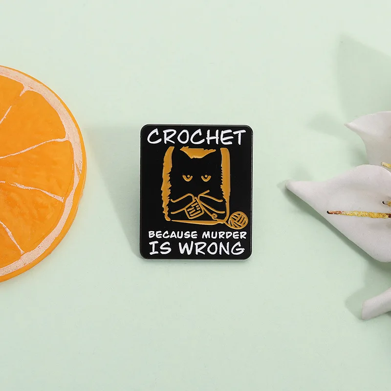 Creative English Alphabet Geometry Black Cat Quotes Brooch Weaving Black Cat Metal Alloy Badge Accessories Backpack Accessories
