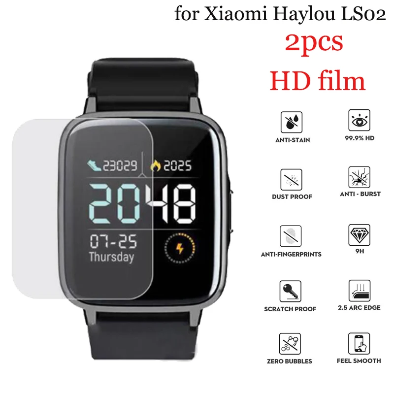 2 Stück ultradünne HD-Schutzfolien für Xiaomi Haylou LS02 Uhr Vollbildschutzfolien Smartwatch-Zubehör Klare Abdeckung – Detail 2
