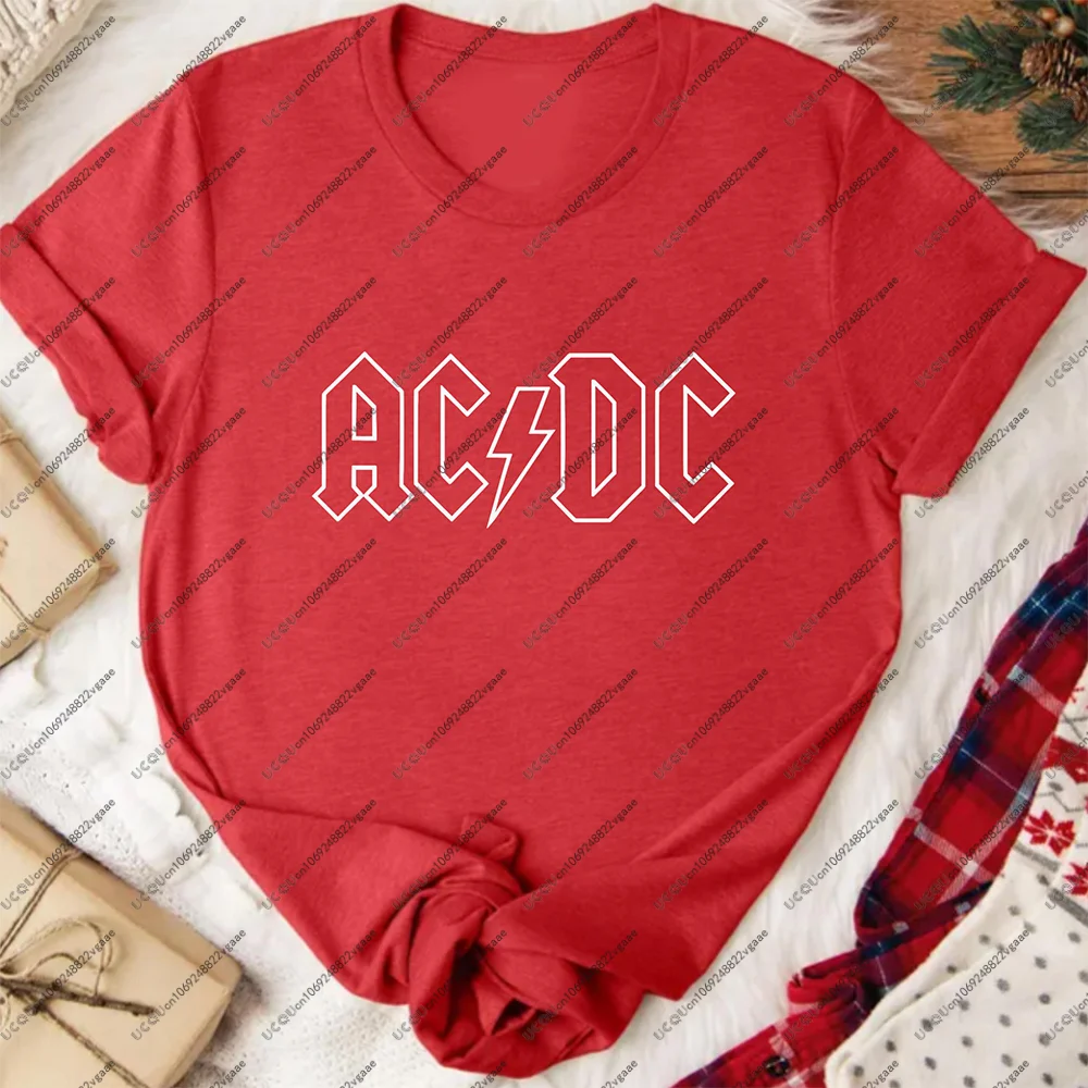 جديد فتاة تي شيرت المعادن الثقيلة الموسيقى الفرقة ريترو روك للجنسين المحملة القطن الحفل التيار المتناوب/تيار مستمر علوي اليوغا الكلاسيكية تي شيرت الشباب هدية مروحة ACDC