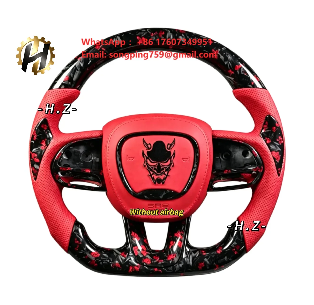 HZ Red Forged Carbon Fiber Led Steering Wheel for Dodge Charger Challenger SRT Scat Pack 2016 2017 2018 2019 2020 2021 2022 2023