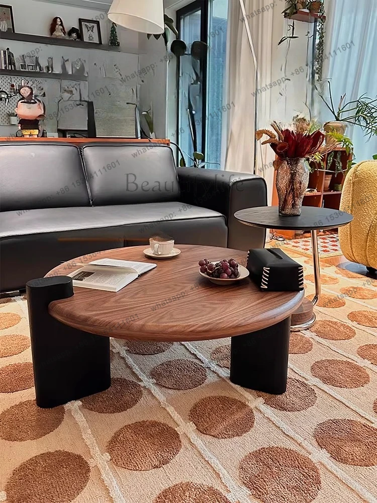 

Living room household solid wood medieval light luxury high sense 2025 new coffee table