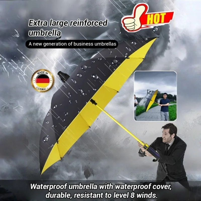 

Double-Person Extra Large Long Handle Umbrella – Straight Rod 8-Rib Windproof Rain Shield with Waterproof Carry Cover