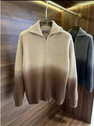 2025DIKU2025 men's autumn and winter new boutique stand collar wool cardigan zipper knitted sweater jacket M-XL