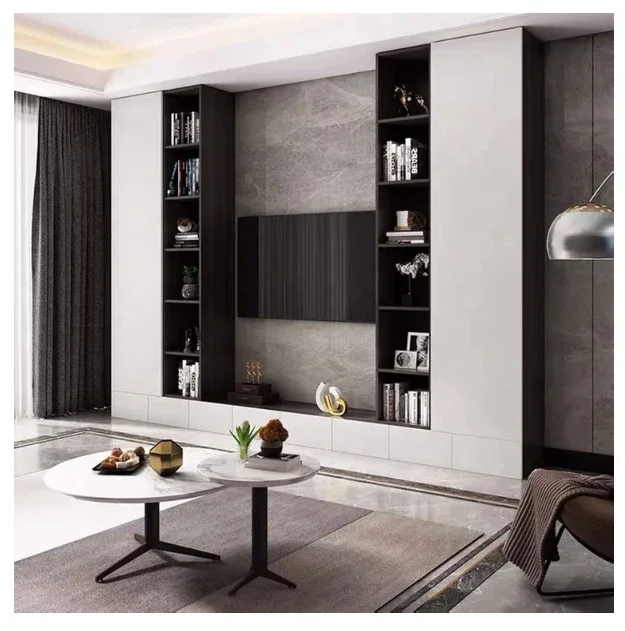 

-Modern Home Wooden Panel Furniture Designs Living Room Dining Table Set Wall Mounted Screen Tv Cabinet