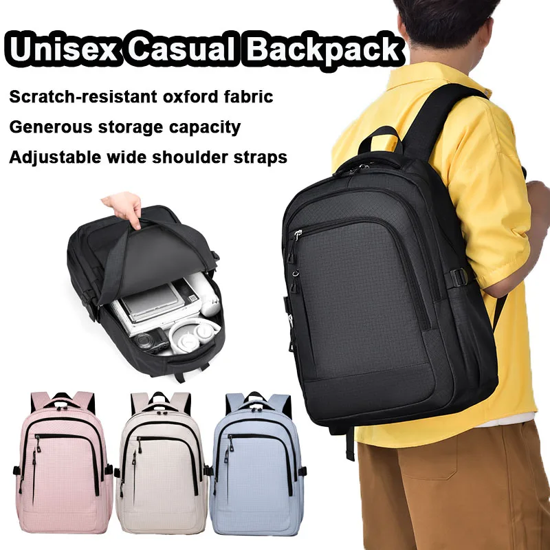 

15.6-inch Commuter Laptop Backpack Unisex Lightweight Oxford Casual Backpack Large Capacity Minimalist Student Bookbag Travel Ba
