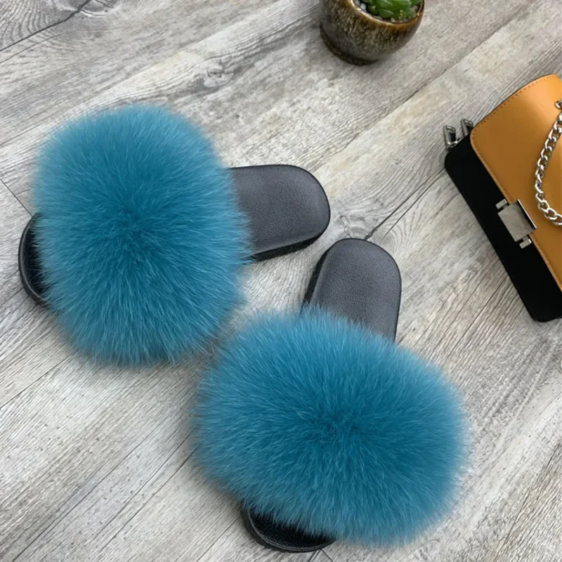 Fur Slippers Women Outerwear Summer Ladies Casual Plush Fur Fluffy Home Flat Slides Fashion Female Outdoor Shoes