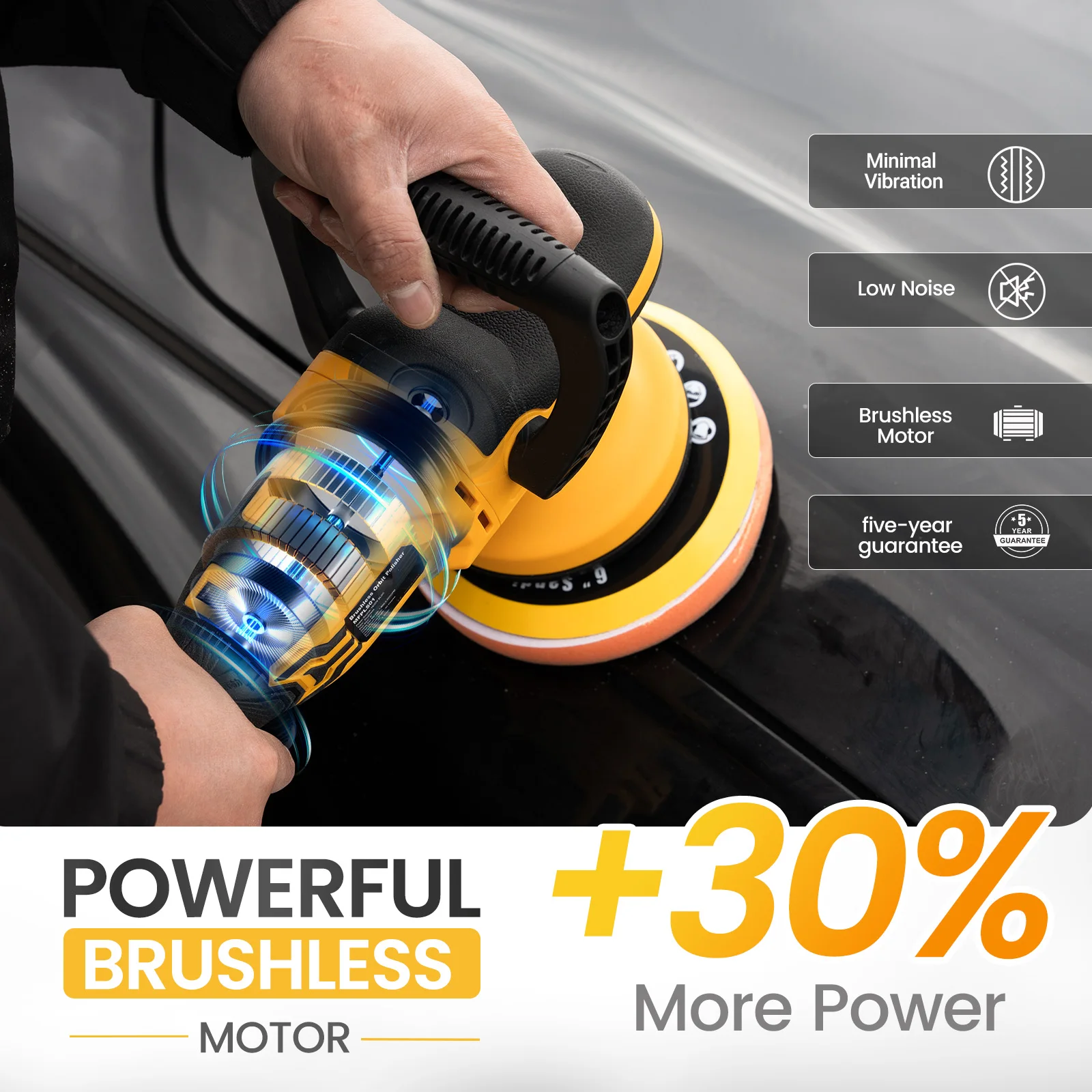 Brushless Cordless Buffer Polisher Is Compatible with DeWalt 18V 20V MAX Battery Cordless Orbital Random Waxer (Tool Only)