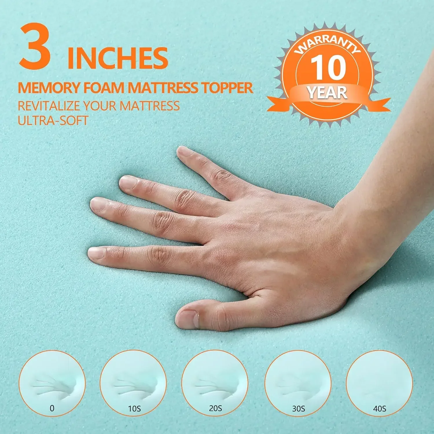 3 Inch King Size Gel Memory Foam Mattress Topper, Mattress Pad Cover for Pressure Relief, Bed Topper with Removable Cover，Soft &