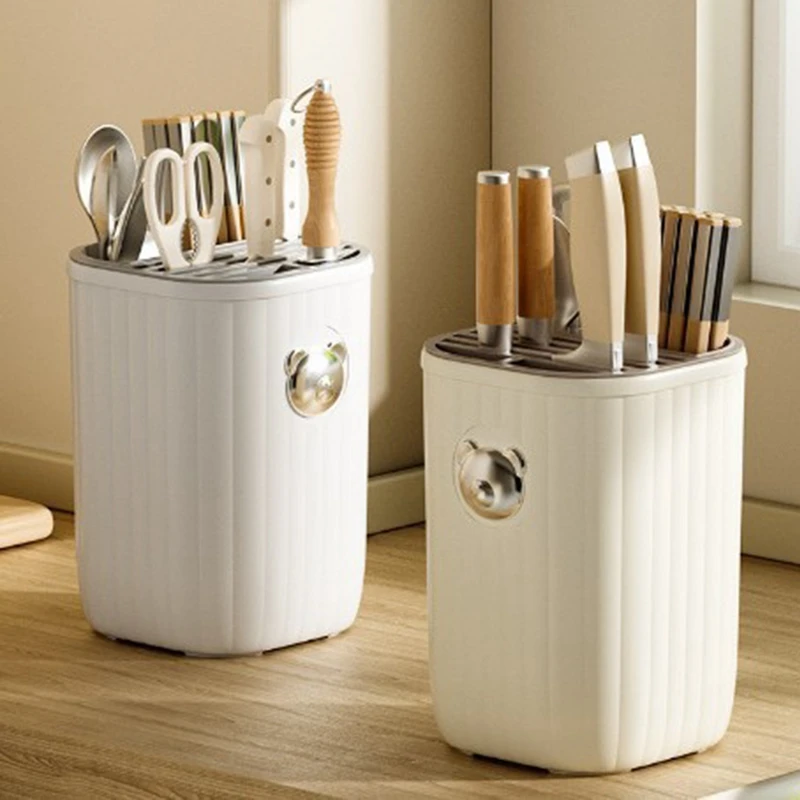 1 قطعة حامل كتلة السكين ، حامل سكاكين تصريف المطبخ متعدد الوظائف ، منظم سكاكين صغير موفر للمساحة لسطح الكونترتوب