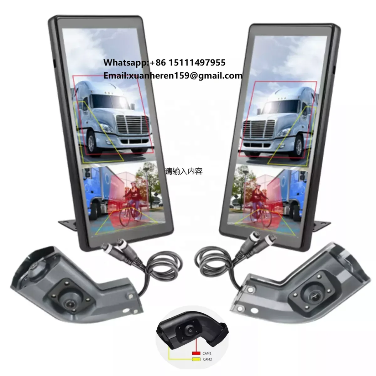 

IPoster Truck Car for Side AI Blind Spot 10.36in 2ch IPS Monito DVR 256G Right Left Side Rearview Reverse Backup Mirror Camera