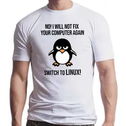 Funny Swith To Linux Angry Tux Penguin T Shirts Men Novelty Short-sleev Tops Programmer Computer Developer Geek Nerd Tshirts