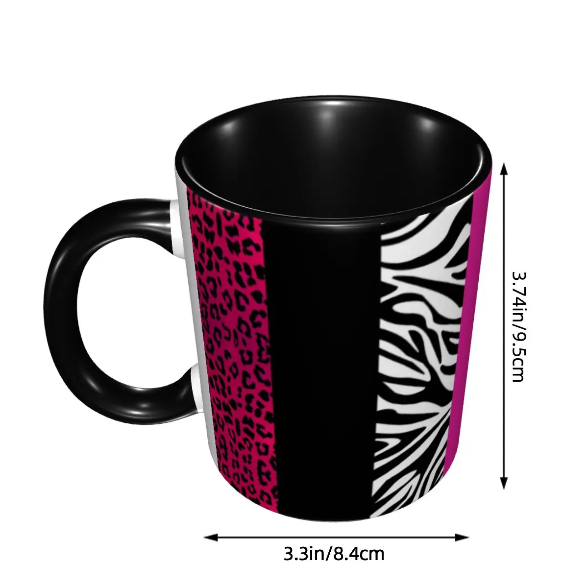Customized Hot Pink Zebra And Leopard Animal Print Stripes Coffee Mug DIY Ceramic Tea Milk Cup