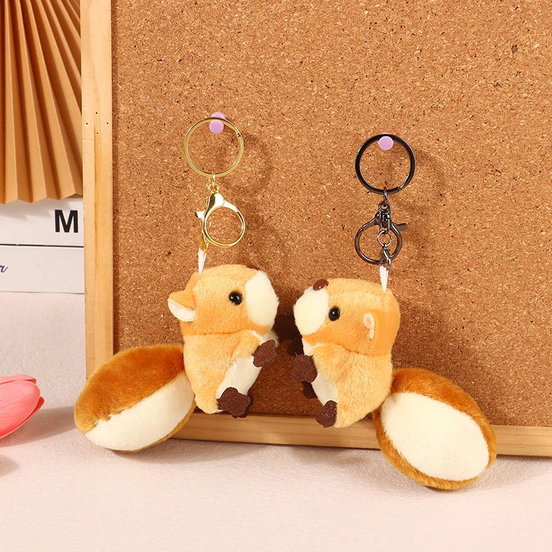 Autumn And Winter Squirrel Keychain Pendant Men And Women Cute Couple Bag Pendant Cartoon Brooch Plush Doll