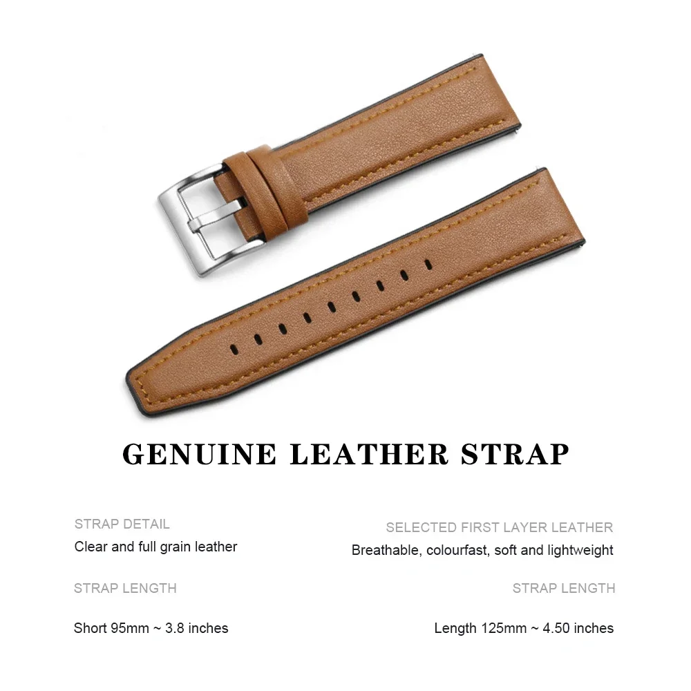 20mm 22mm Leather and Silicone Hybrid strap for Samsung Galaxy Watch4 6 Classic 47mm 46mm/Galaxy Watch6 40mm 44mm Band Bracelet