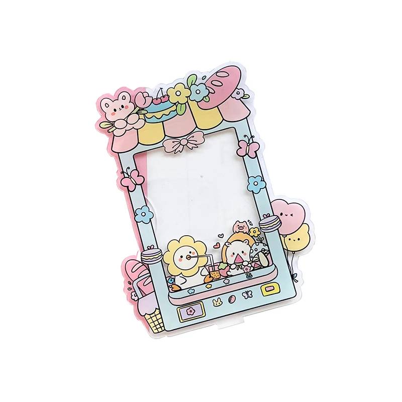 INS Cute Acrylic Photocard Frame Lovely Cartoon Animals Card Holder Display Stand Desktop Decor Photo Frame School Stationery