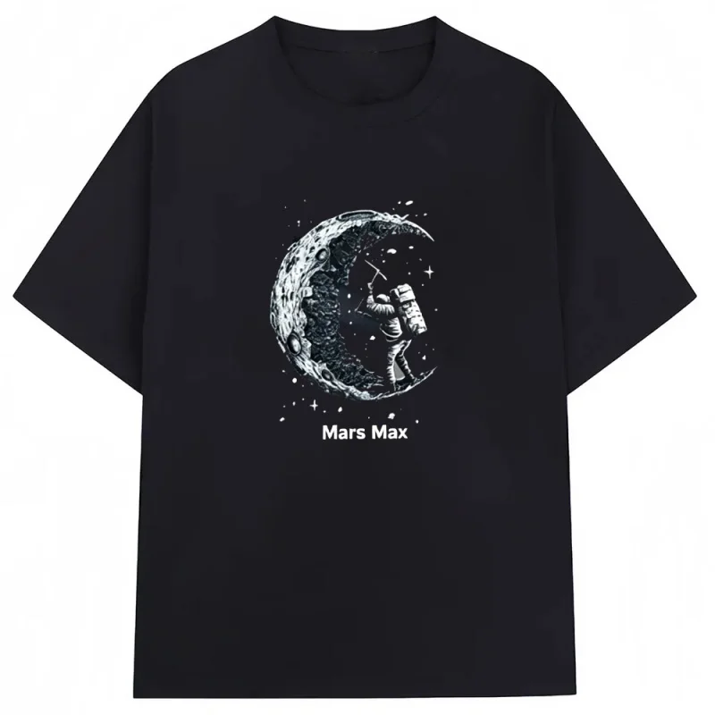 Mars Max Brand Fashion Color Print 100% Cotton Versatile Men's T-shirt Daily Sports Sweat-absorbing Breathable Short Sleeve