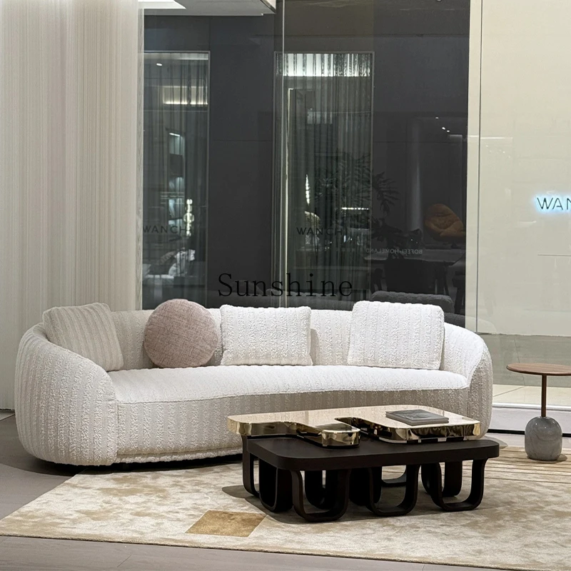 

Italian light luxury coffee table design stainless steel rectangular solid wood hotel living room creative combination