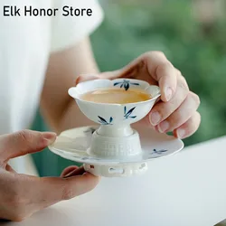 40ml Pure Hand-painted Butterfly Orchid Lotus Throne Cup Imitating Song Dynasty Tea Cup Handmade Master Cup Sunflower Tea Cup