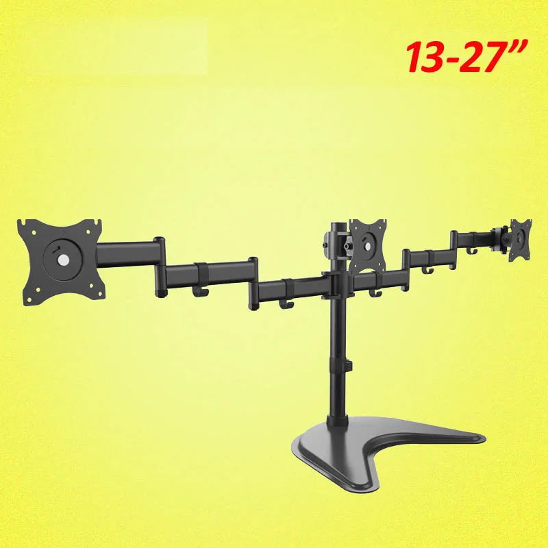 steel triple monitor 27inch lcd tv table mount three monitor desk support Led bracket lcd holder