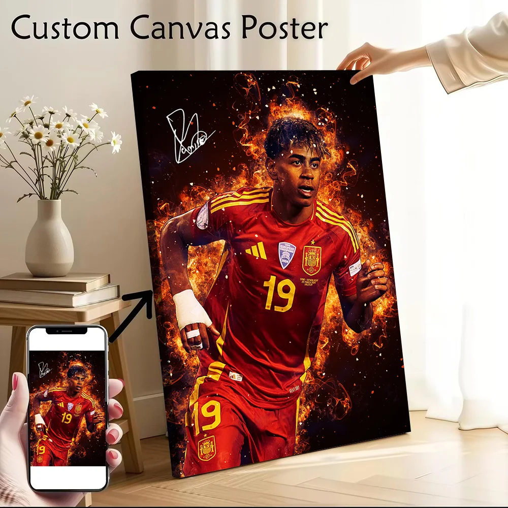 Lamine Yamal With Fiery Aura Poster Canvas Wall Art Custom Photo Print Modern Painting for Fans Bedroom Gamer Decoration Room