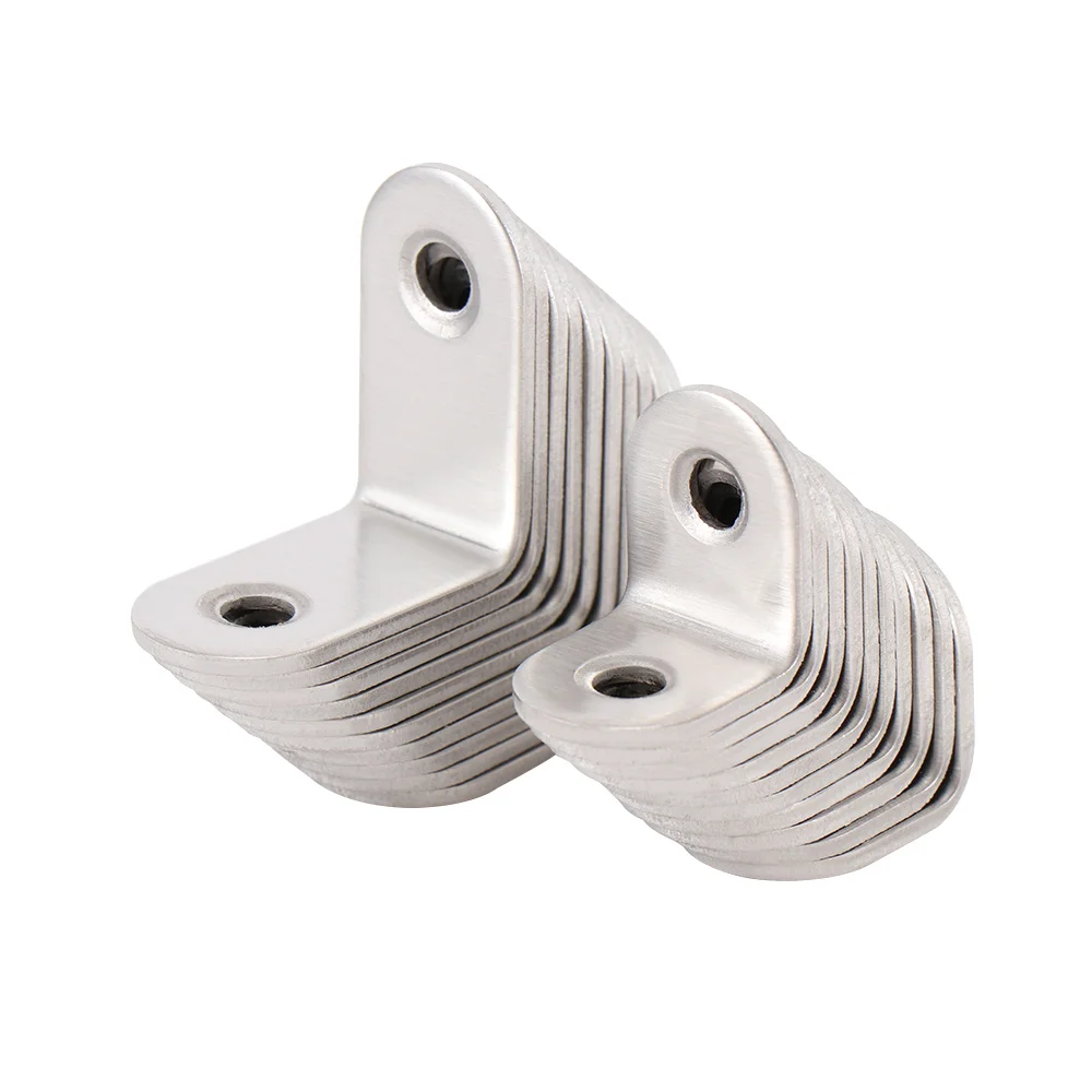 10 Pcs 20mm x 20mm Stainless Steel Corner Code L Type Code Round End 90 Degree Corner Bracket Thick Reinforced Angle