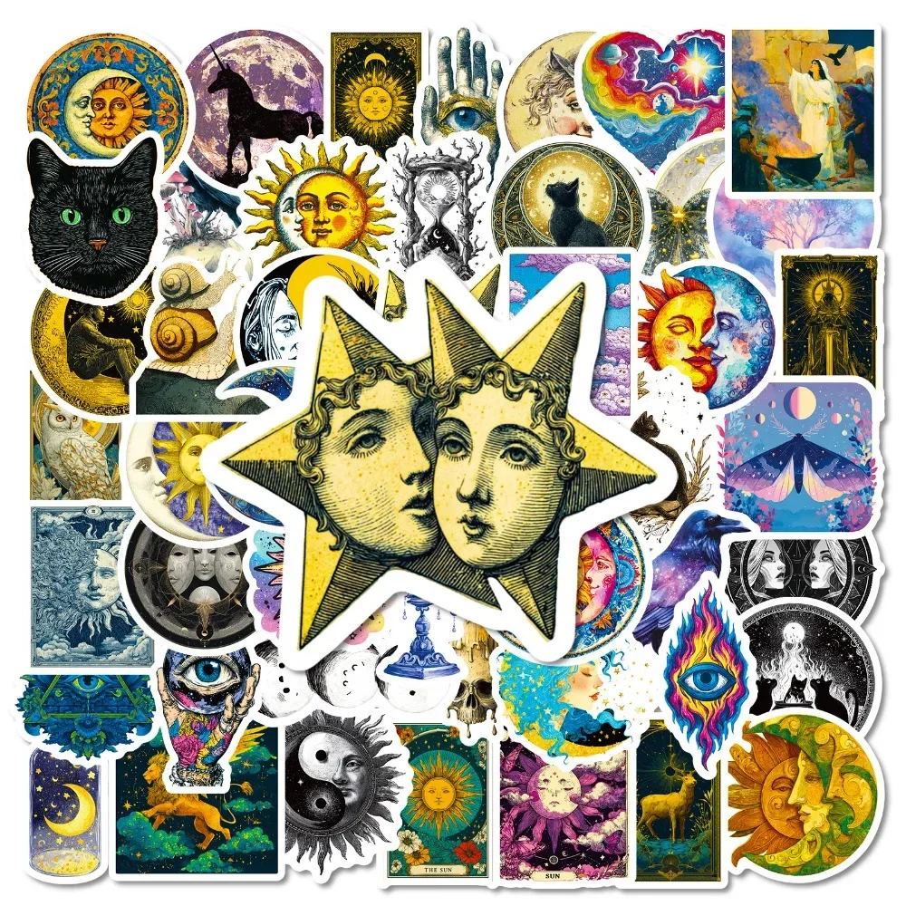 10/56Pcs Medieval Mysterious Celestial Cartoon Stickers Personalized Decorative Handbooks Luggage Waterproof Phone Case Helmet