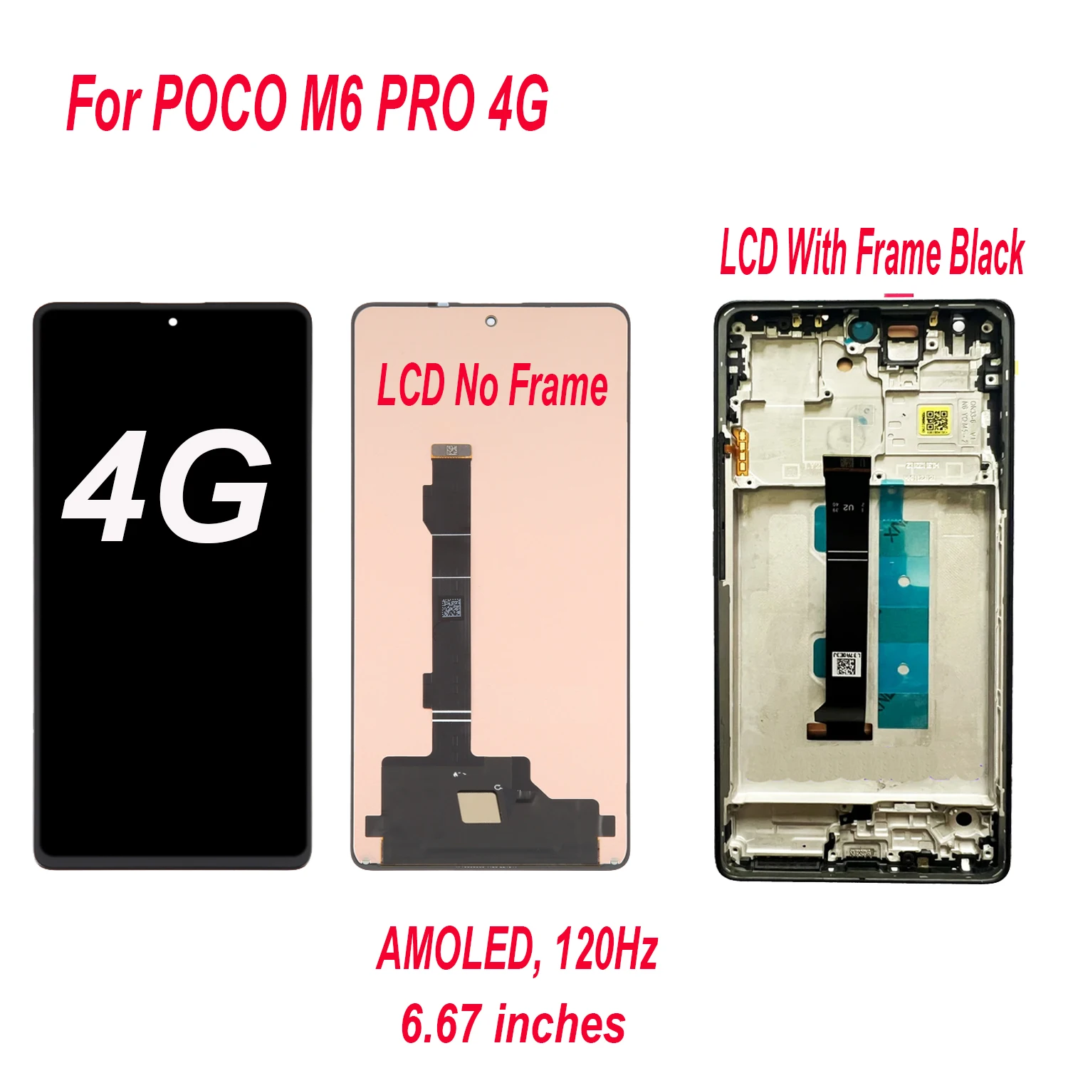 AMOLED For Xiaomi Poco M6 Pro LCD Display Touch Screen Digitizer Assembly