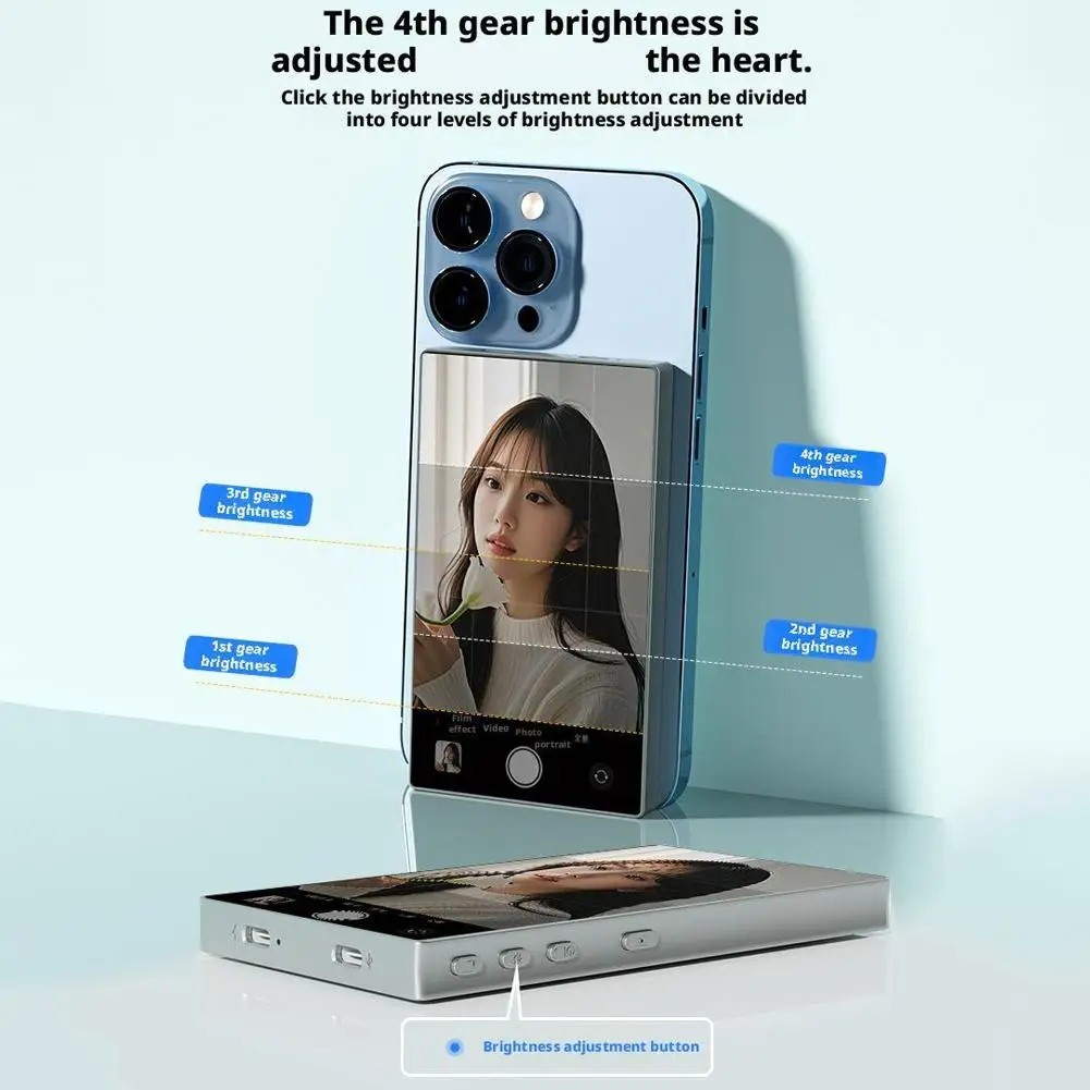 셀카 모니터 스크린, 브이로그 녹화용, 무선 마그네틱 폰 모니터, 후면 카메라 사용, IOS 및 안드로이드 기기용