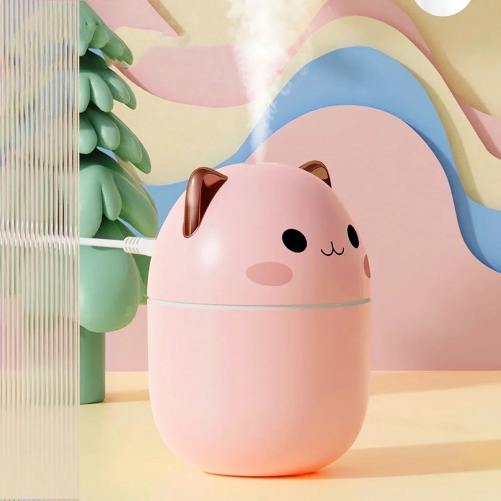 250ml Air Humidifier Cute Kawaiil Aroma Diffuser with Night Light Cool Mist for Bedroom Home Car Plants Purifier Humificador