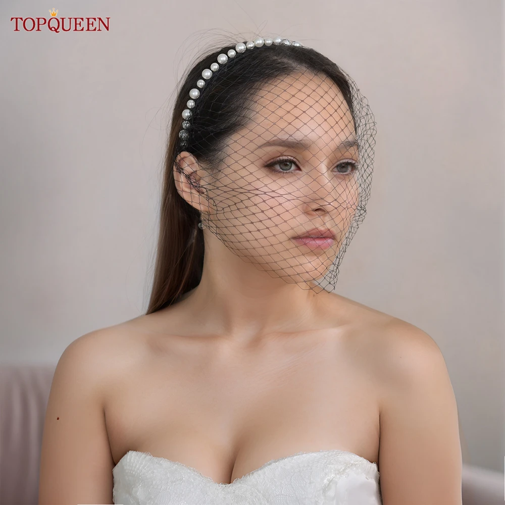 

TOPQUEEN VA11 Wedding Blusher Veil Bridal Birdcage Veil Detachable Bachelorette Party Accessories First Communion Girl Tiara