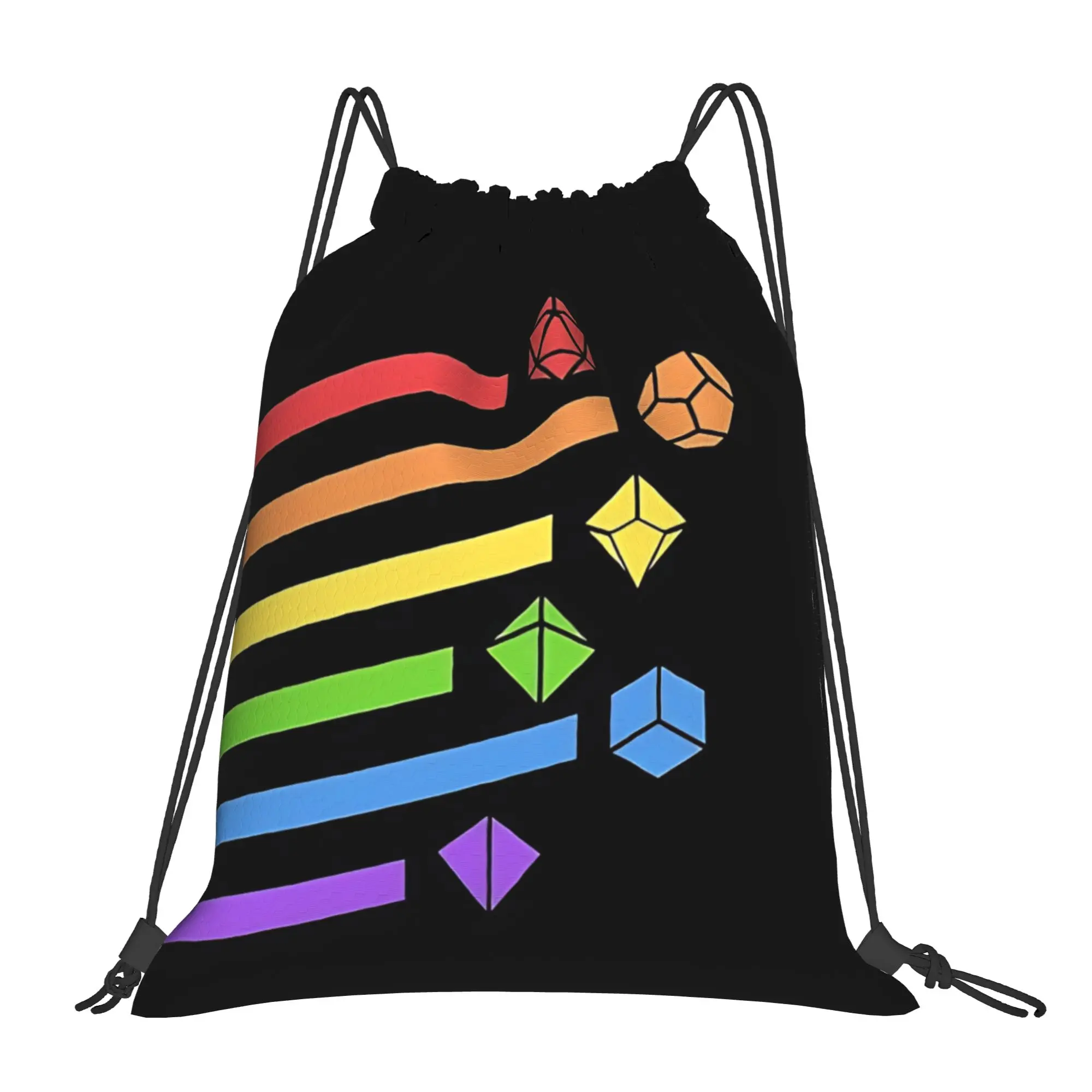 DND Rainbow Dice Portable Hiking Riding Gym Drawstring Storage Sporty Backpacks