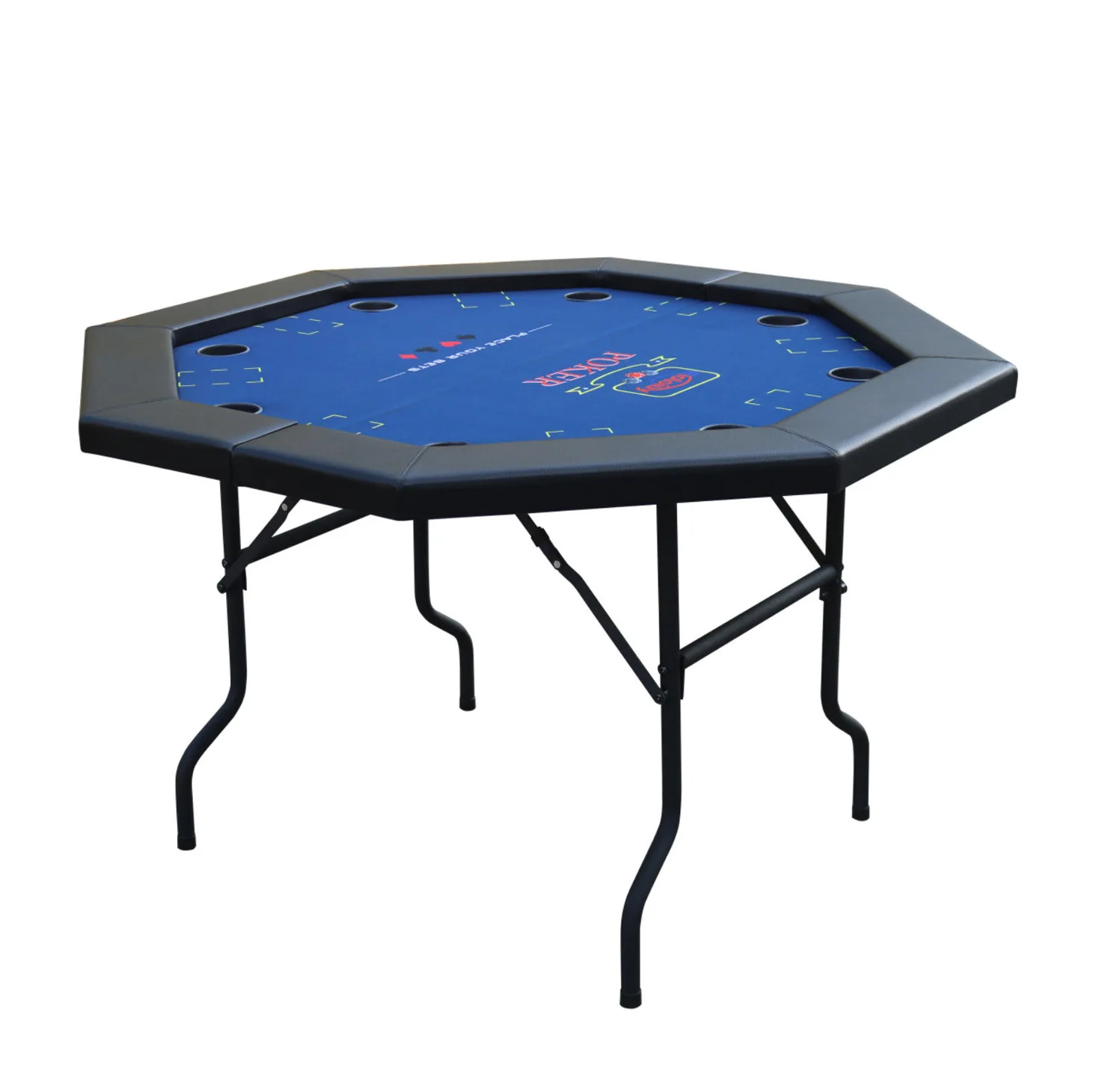 

Modern Style Texas Hold'em Poker Chip Table Octagonal Foldable Wooden Poker Table with Oval Pattern for Entertainment