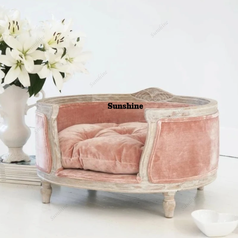 

New Solid Wood European-Style Carved Dog Nest Cat Nest Pet Sofa Pet Bed For Small Animals Wholesale And Retail Available