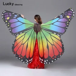 Large Version Rainbow Color Belly Oriental Dance Butterfly Wings Adult Cape Kids Performance Costume Party Isis Wings 360 Degree