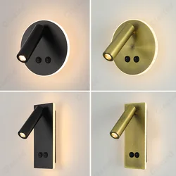 LED Rotatable Angle Reading Wall Lamp Dual Switch Ambient Lighting Spotlight Hotel Bedside Wall Lamp Decorative Lighting Fixture