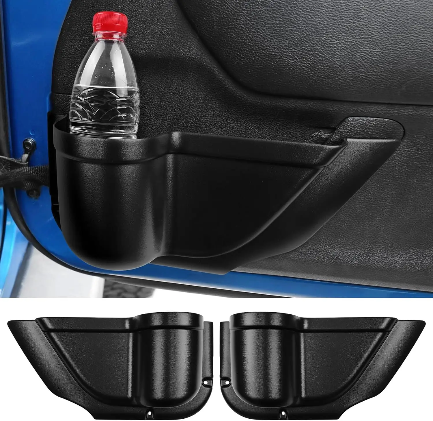 

2PC Front Door Storage Pockets for Jeep Wrangler JK JKU Sport Sahara Rubincon 2007-2017 Accessories Plastic Cup Holder Storage