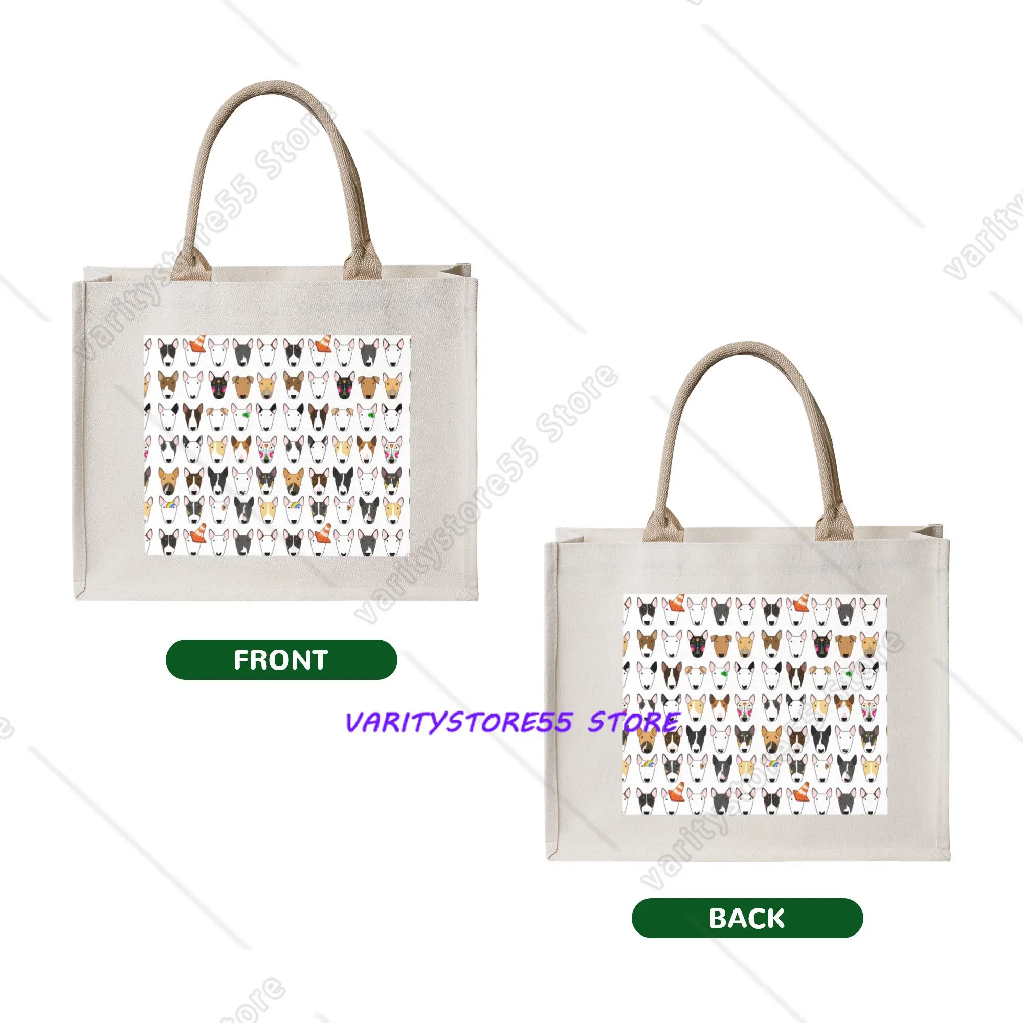 Multi Bull Repeat  Grocery Shopping Bag Funny Shopper Tote Shoulder Bags Large Capacity Portable Dog Lover Bull Terrier  Handbag