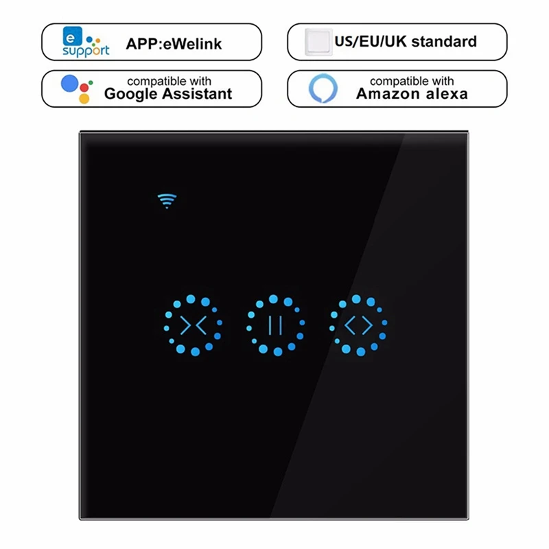 Förderung! 3X App Wifi Drücken Sie den Schalter Rollladen-Schalter Jalousien Vorhangschalter Alexa -Schwarz