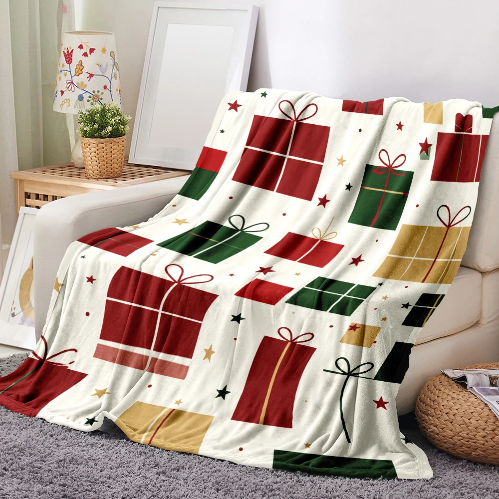 1PC Christmas Gift Box Printed Blanket — Made of soft, fluffy flannel, perfect for a sofa, bed, or lounge chair. Ideal for Chris