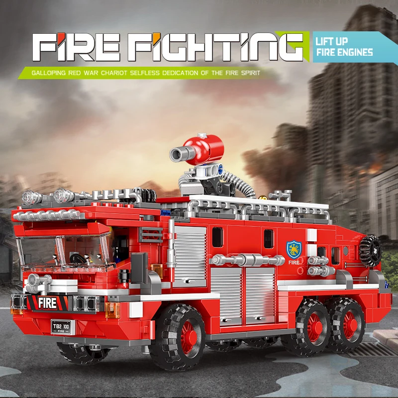 XINGBAO building blocks cloud ladder fire truck assembled toy building blocks car model children children\'s difficult and huge