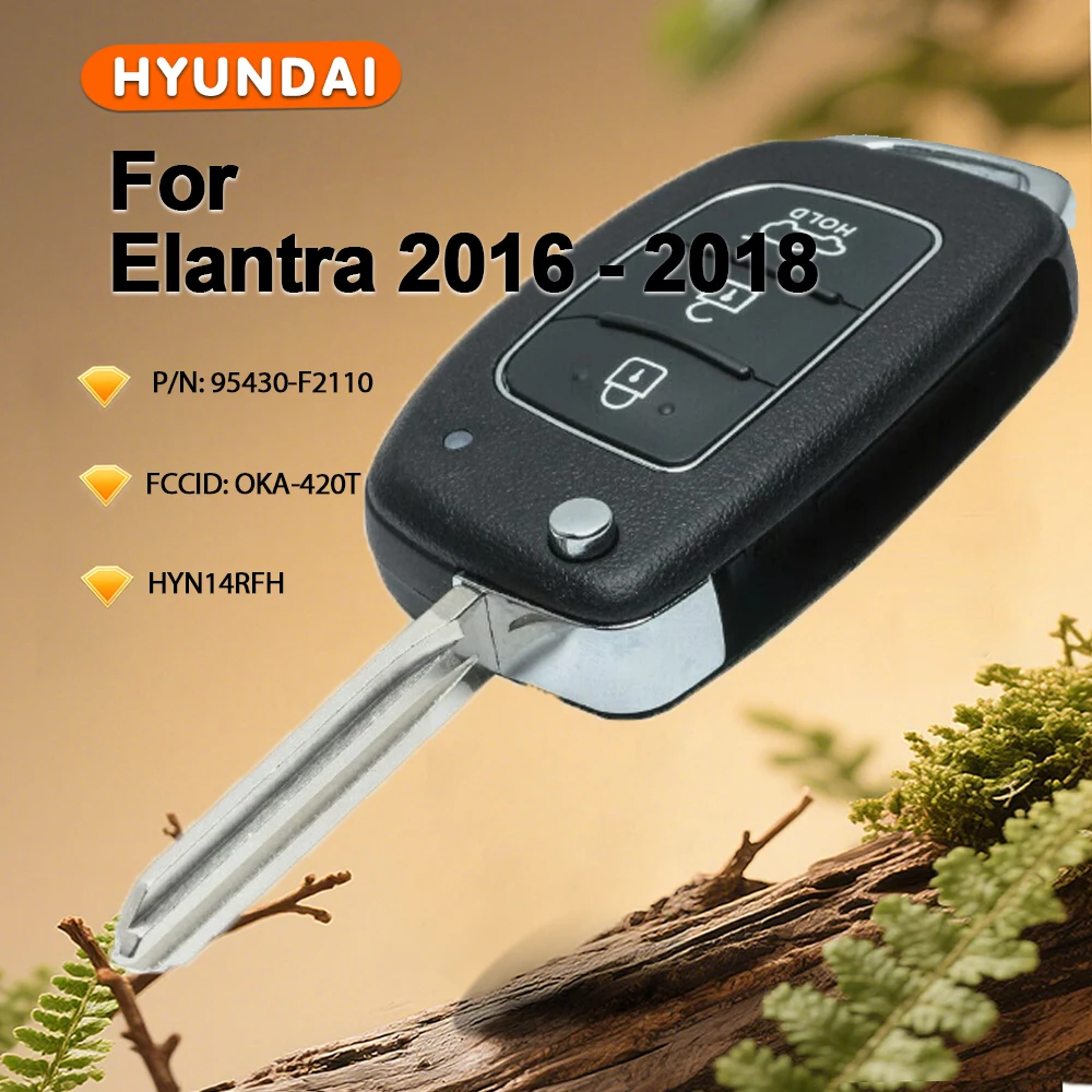 

KEYECU P/N: 95430-F2110 3 Button Flip Remote Key Fob 433MHz 4D60 Chip for Hyundai Elantra 2016-2017
