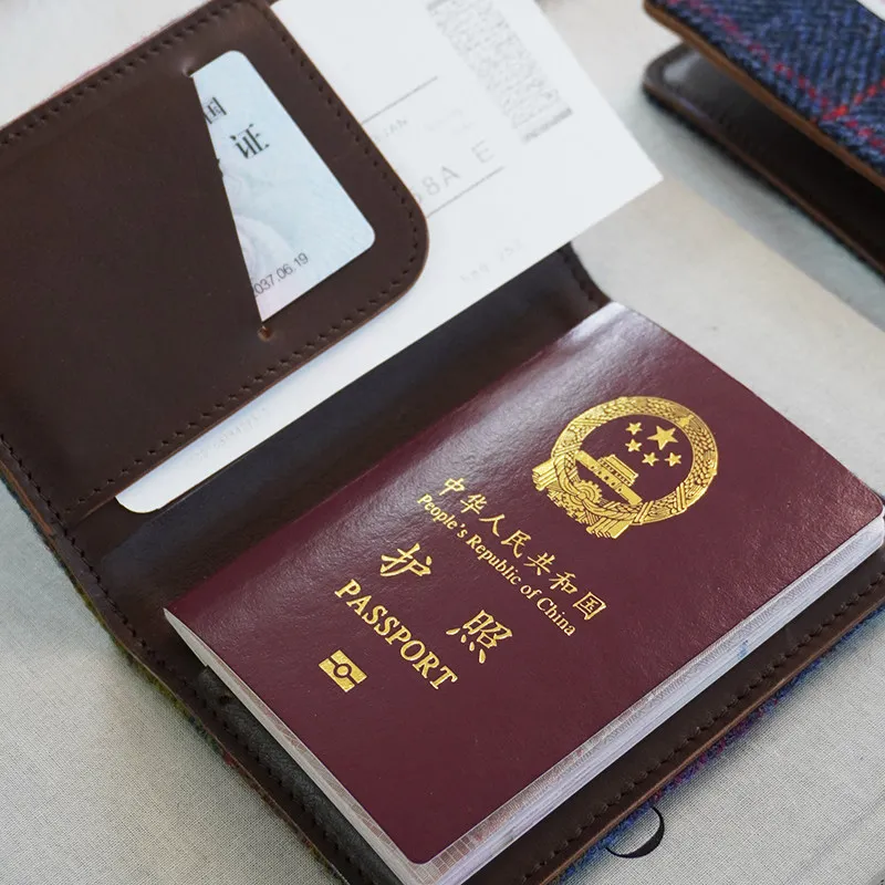 Harris Tweed Passport Holder, Document Holder, Diary, Portable Travel Book, Flight Ticket Card Holder 21X14CM