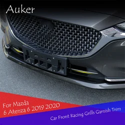 Stainless Steel Car Accessory  Front Grill Grille Trim Strips Sticker  Styling Accessories For Mazda Atenza 6 2019-2023