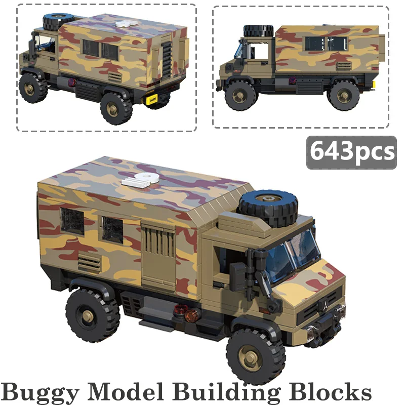 

643pcs Off-road Vehicle MOC 66009 Armored Car Model Building Blocks Kit Retro Buggy Boys Assembled Cars Bricks Kids Toys Gift