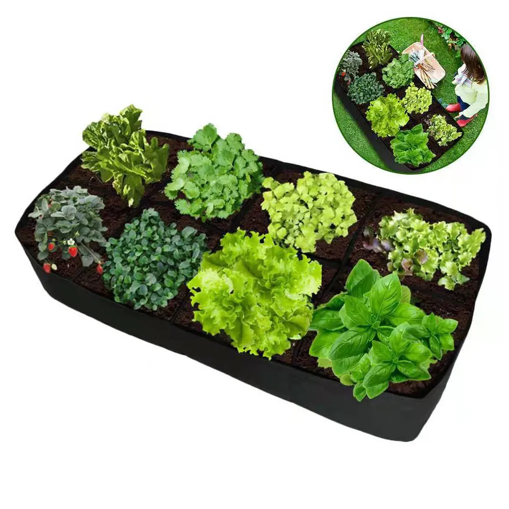 

8 Grids Plant Grow Bags Breathable Planters for Growing Vegetables Potatoes Flowers Rectangle Planting Container Outdoor Indoor