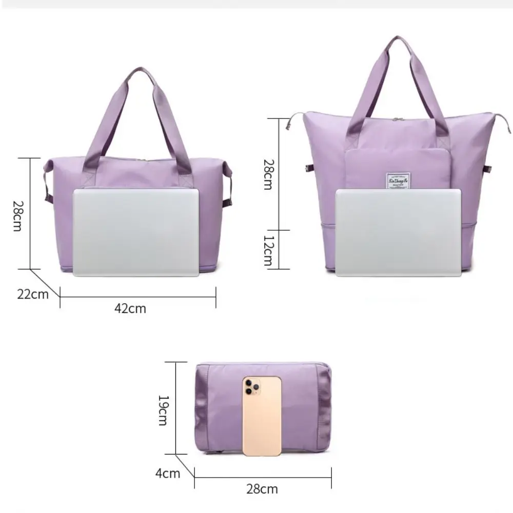 New Oxford Cloth Foldable Travel Bag Rectangle Shape Solid Color Luggage Bags Large Capacity Versatile Luggage Gym