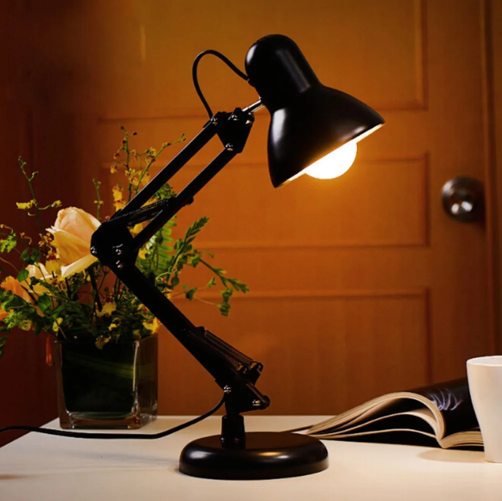 

LED Studio Desk Lamp Vintage Portable Lamps with Clamp Book Reading Folding Writing Study Light Fixture for Nail Manicure Table