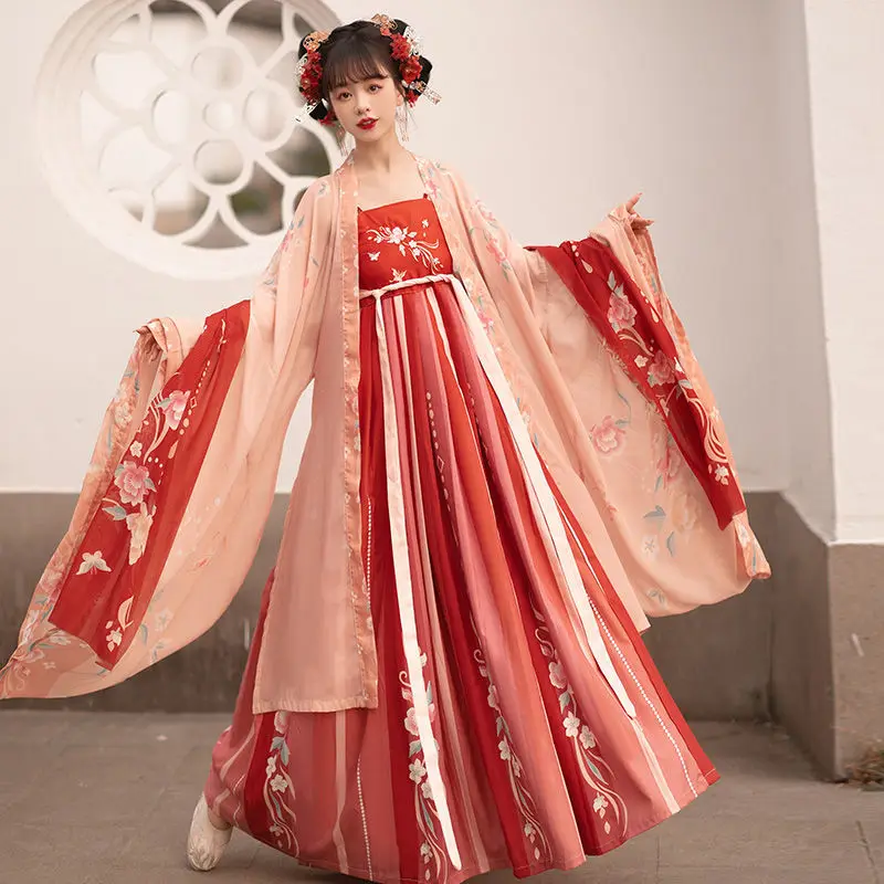 Vrouwen Hanfu Jurk Traditionele Chinese Kleding Outfit Vintage Oude Folk Dancewear Oosterse Fee Prinses Cosplay Kostuum